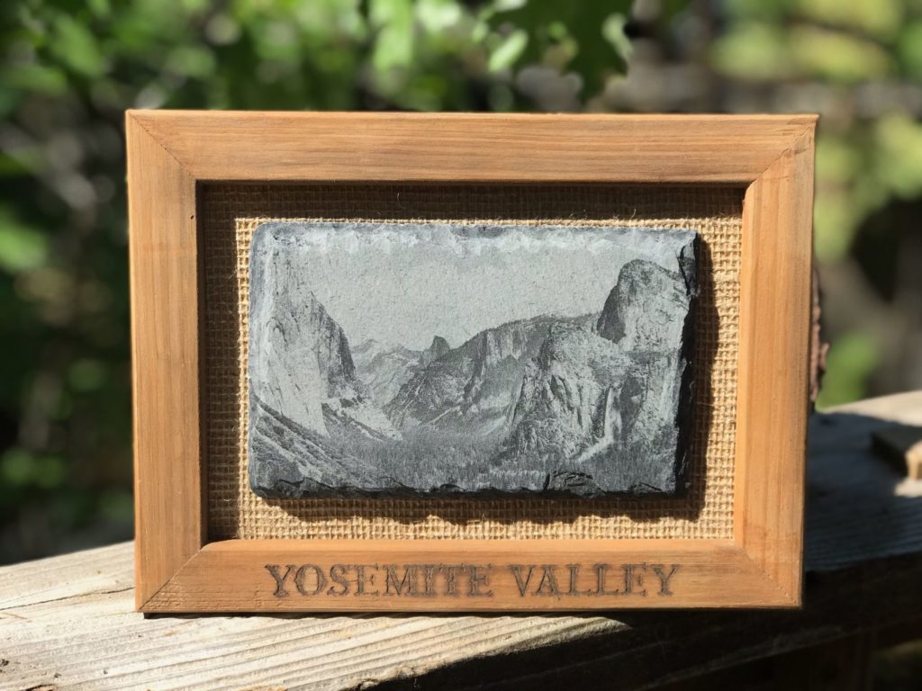 Photo on slate framed